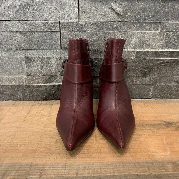 Ladies Merlot Leather Ankle Boots - Picture 4 of 6